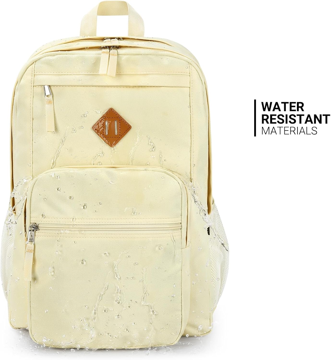 ZORFIN 26L Water-Resistant Backpack for College and Travel - Stylish Beige Bookbag