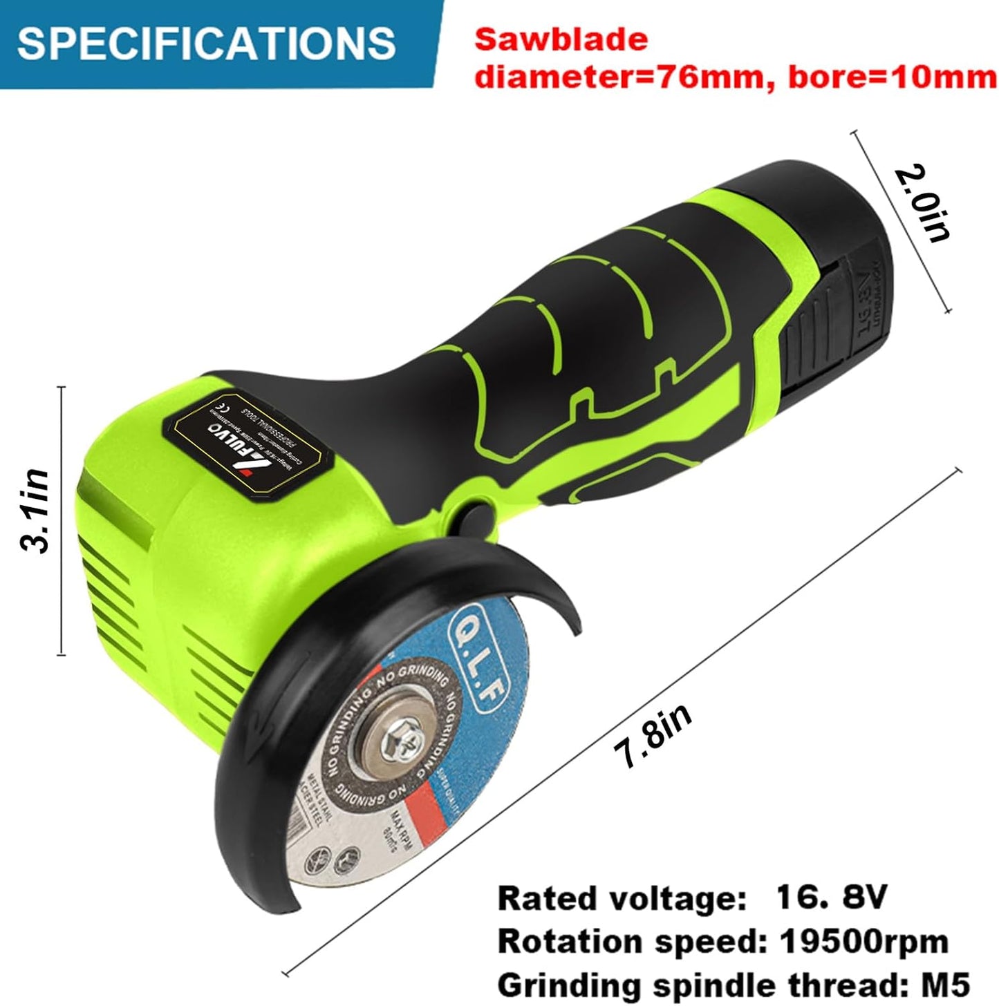 Mini Cordless Angle Grinder Kit - 19500 RPM Electric Tool with 2 Batteries & 5 Cutting Discs for Metal & Wood