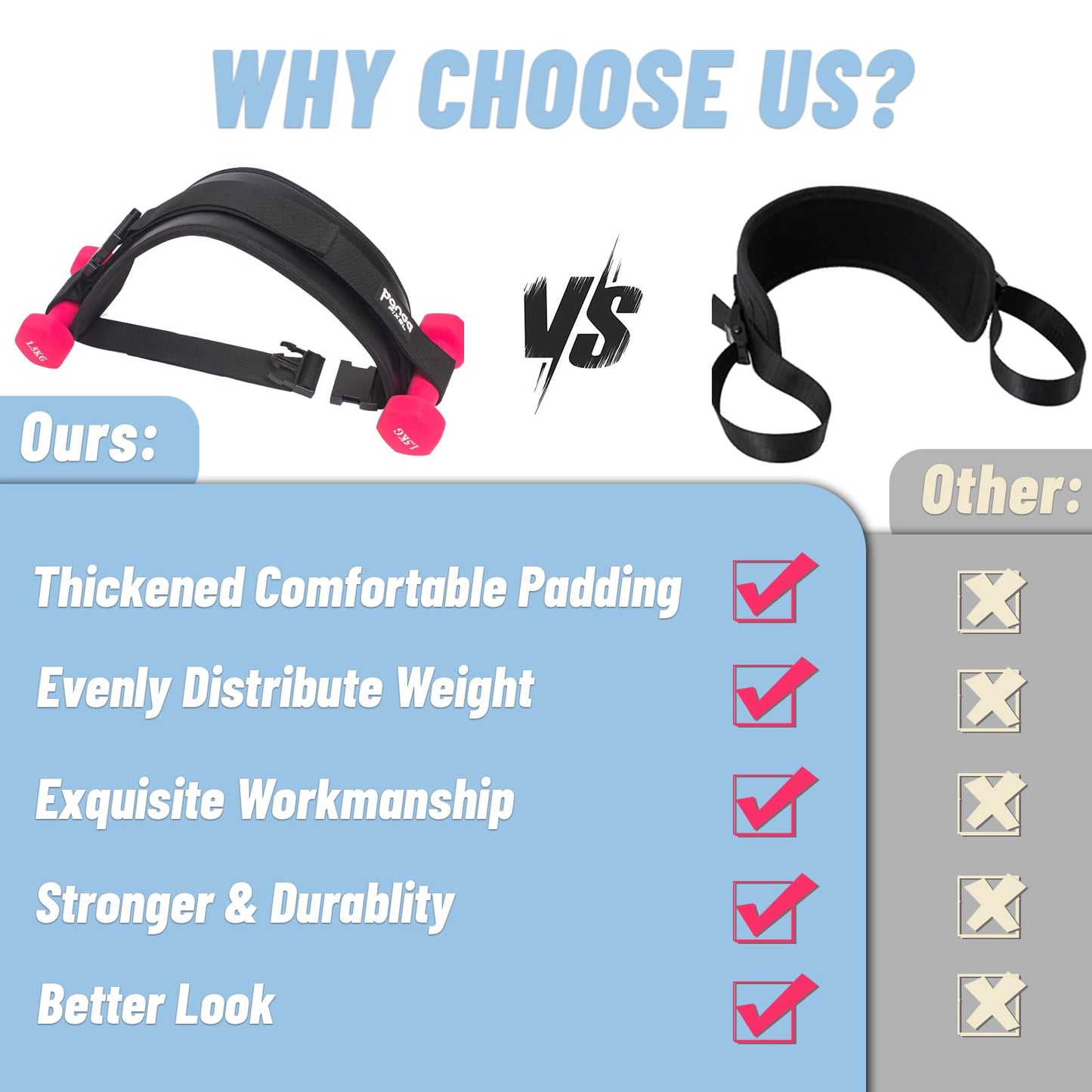 Hip Thrust Belt, Pixel Panda Hip Thrust Band, Portable Hip Thrust, Easy to Use with Dumbbells Kettlebells Plates, Hip Thruster for The Gym Home Workout (Blue)