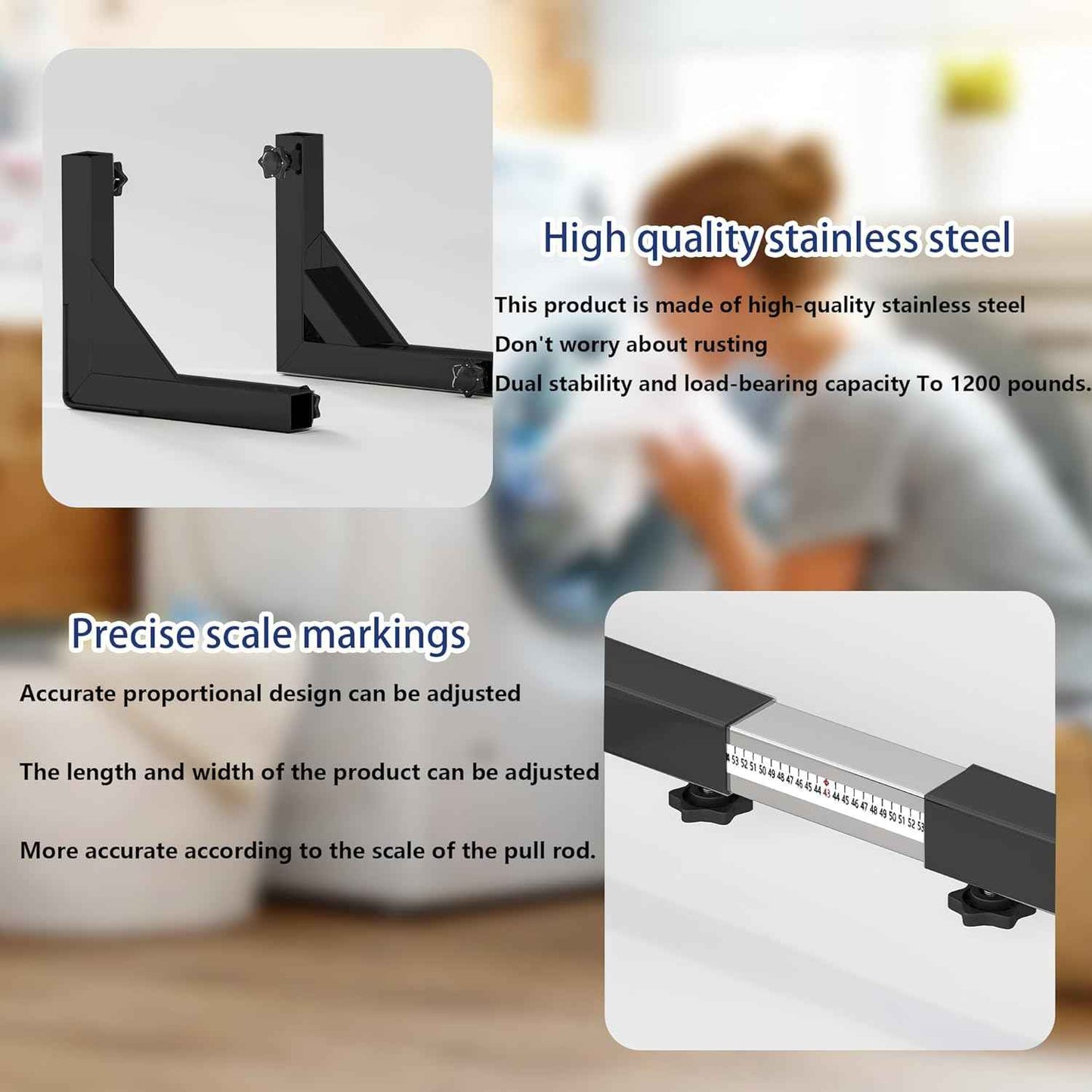 Heavy Duty Stainless Steel Mini Fridge & Washer Dryer Stand with 4 Strong Feet - Universal Appliance Base (Large)