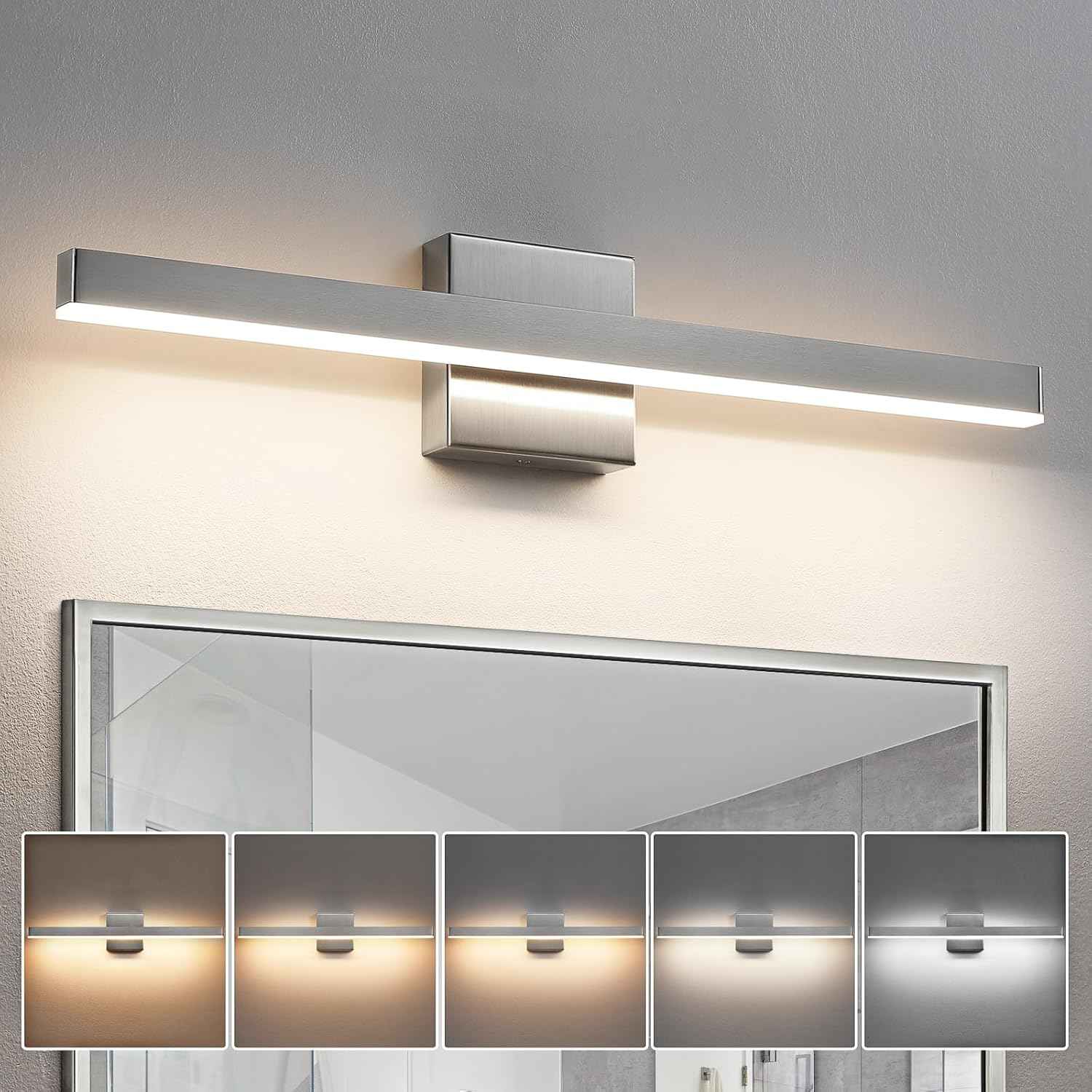 24-Inch Dimmable Gold Bathroom Vanity Light - Modern LED Bar Fixture for Over Mirror