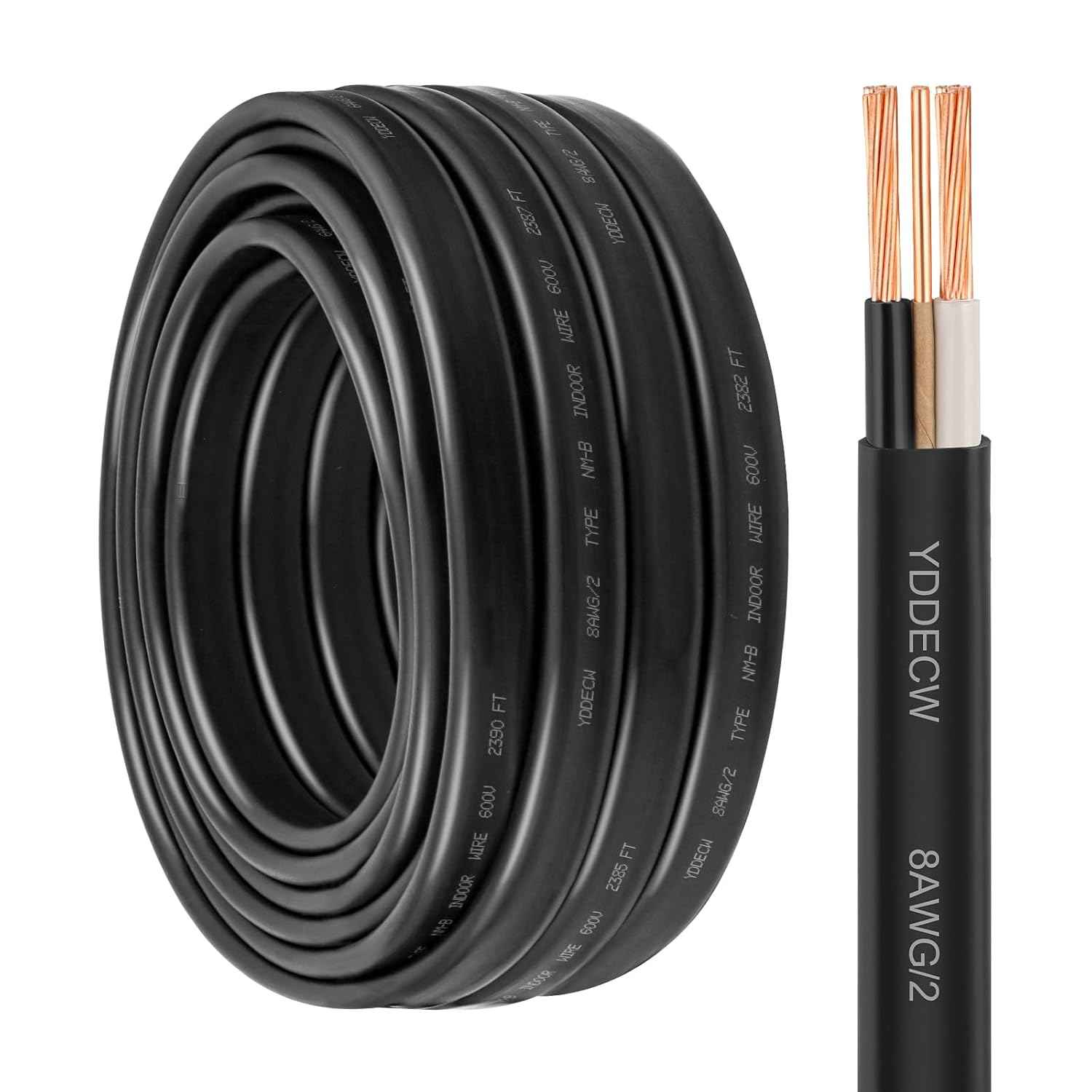 14 Gauge NM-B Wire with Ground - 50FT Pure Copper Indoor Electrical Cable for Outlets & Switches
