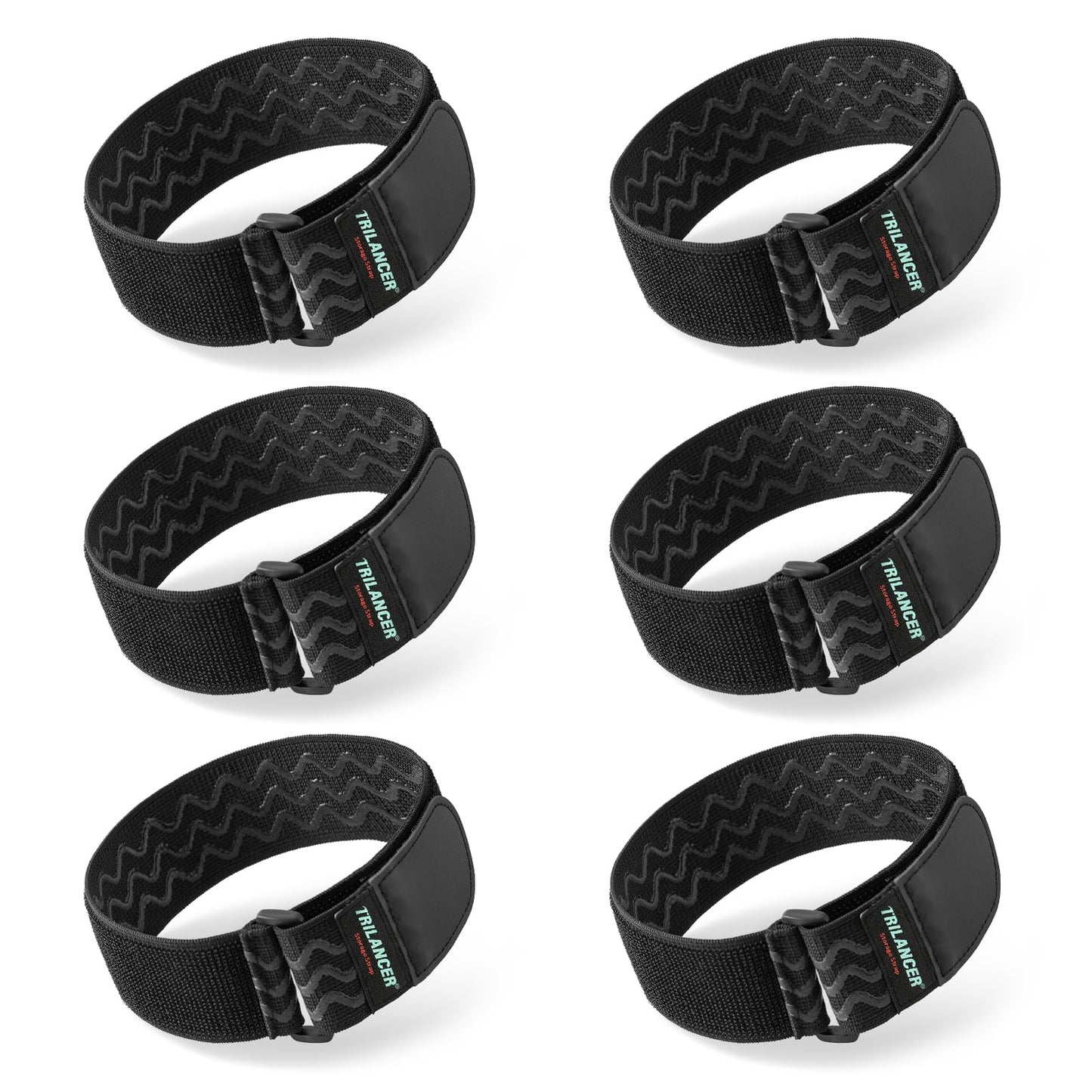 Trilancer Elastic Cinch Straps with Anti-Slip Strips, 14 "x 2" (6 Pack) Multipurpose Hook and Loop Bundling Straps for Hose, Cords, Bike, Luggage, Camping, Yoga Mats