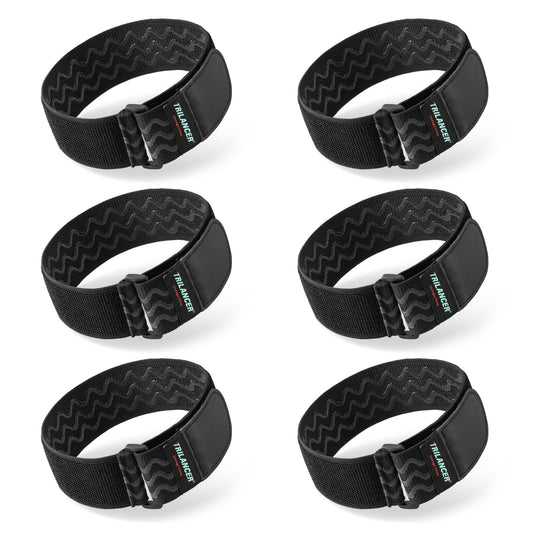 Trilancer Elastic Cinch Straps with Anti-Slip Strips, 14 "x 2" (6 Pack) Multipurpose Hook and Loop Bundling Straps for Hose, Cords, Bike, Luggage, Camping, Yoga Mats