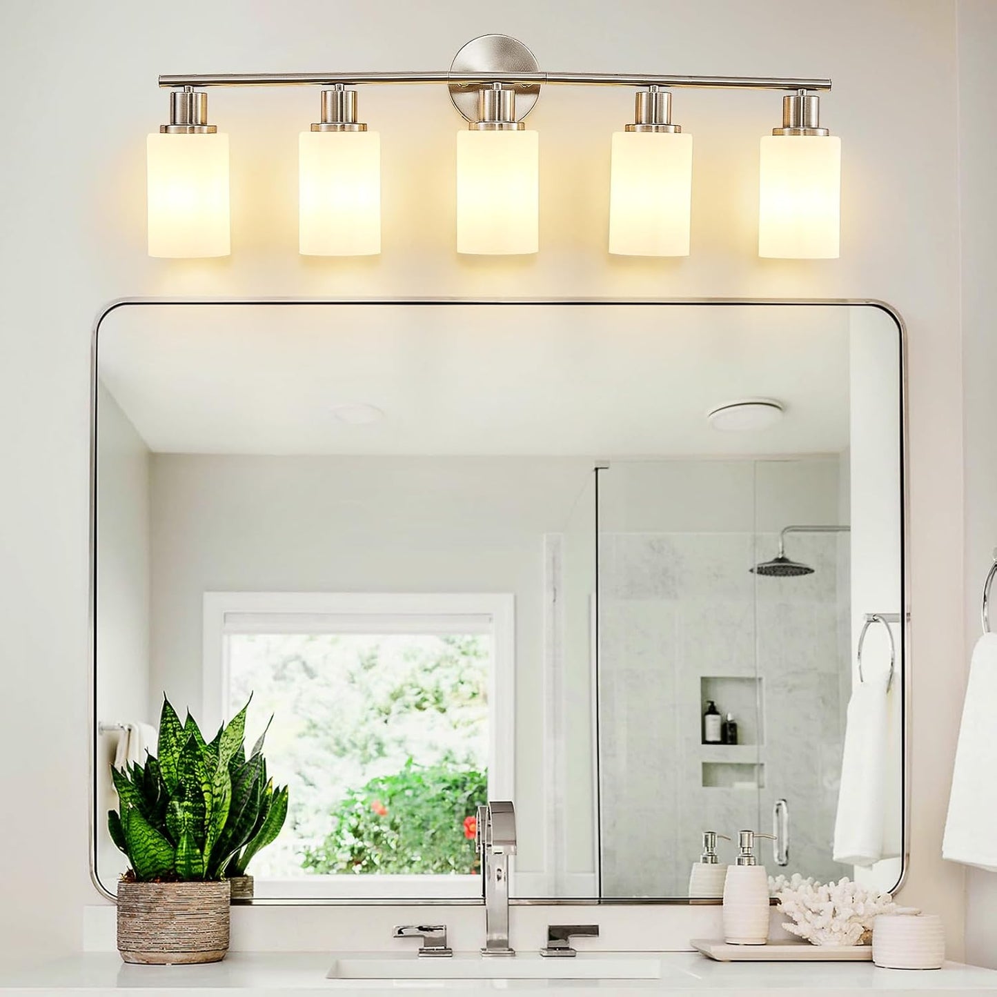 Modern Black 3-Light Bathroom Vanity Light Fixture with Clear Glass Shades - 2 Pack