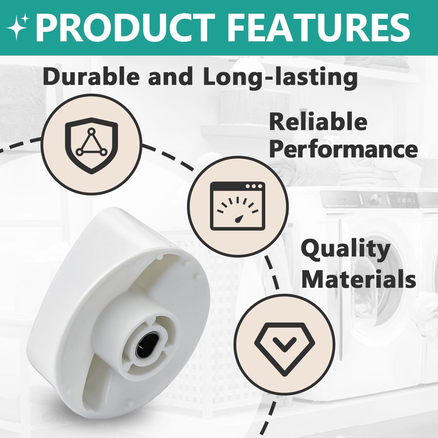 4 Pcs WH1X2721 Dryer Knob Compatible With GE Hotpoint Washer Dryer Machine, Replace AP2044893 123C7931 EA271094 PS271094