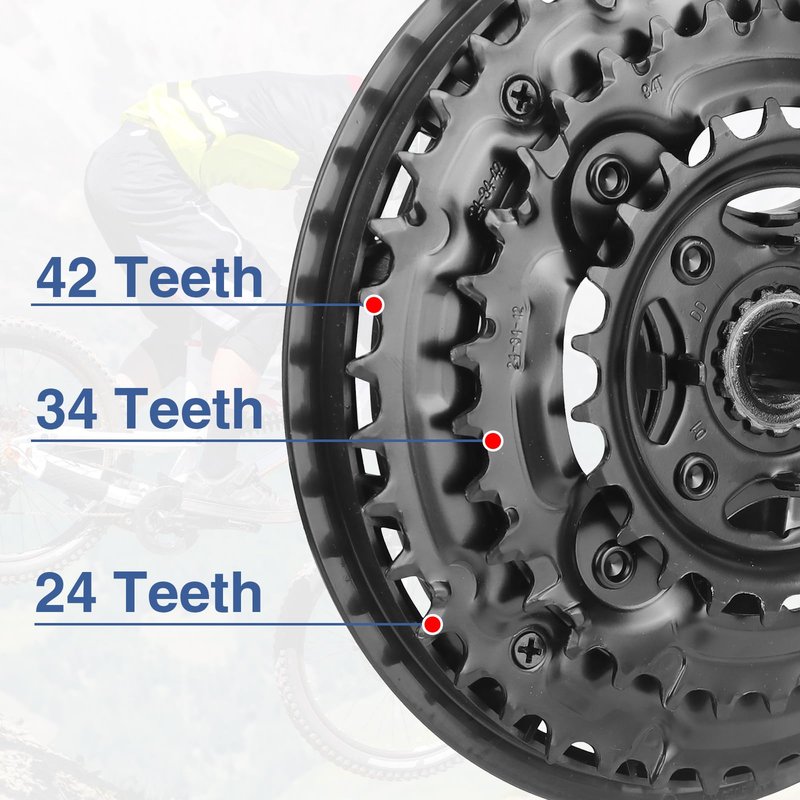 ZUKKA Bicycle Crankset Square 42-34-24 Teeth for 3x6/7/8 Speed 170mm for Mountain Bike Transmission Square Gear