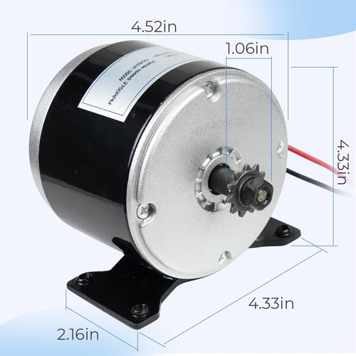 Dexepe 24V Electric Scooter Brushed Motor 350W Compatible with E Scooter Drive Speed Control Razor E300 E300S E325 MX350 MX400 Wind Turbine Go Karts E Bike Chain Drive Permanent Magnet Electric Motor
