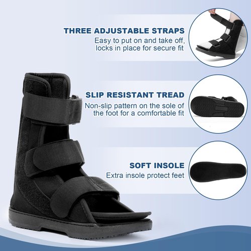 Estinko AFO Foot Drop Brace, Foot Drop Brace for Walking Drop Foot Brace Adjustable ALS, TBI, MS, Diabetes Stroke (Black, Medium)