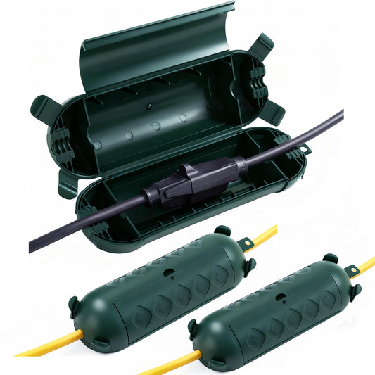 HONDERSON 3PK Outdoor Extension Cord Cover Outside Waterproof, Extension Cord Protector Connector, Electrical Safety Box to Protect Outdoor Plug, Outlet, Christmas Decorations Lights, Green