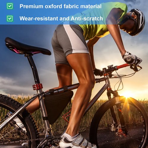 Bicycle Triangle Bag–7.9" Bike Frame Storage Bag with Quick Release for Road & MTB | Frame Bag Compatible with All Bike Frames, Lightweight Oxford Fabric Pouch (Black)