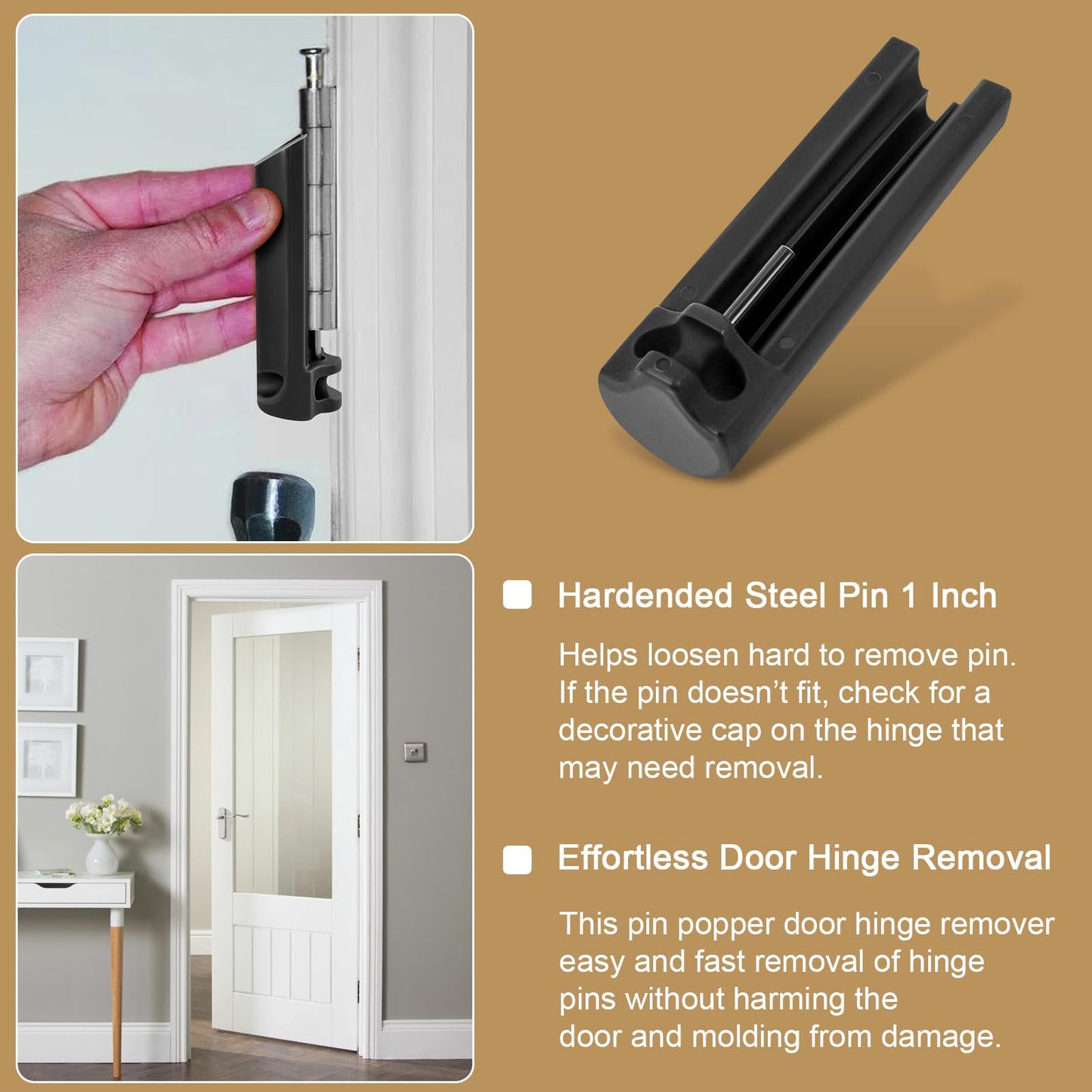 Door Hinge Pin Remover Tool Replacement for Hinge Outlet Pin Popper – Compatible with Most Door Hinges, Easily Removes Stuck or Tight Pins, Heavy-Duty Steel Pin with Durable Plastic Body