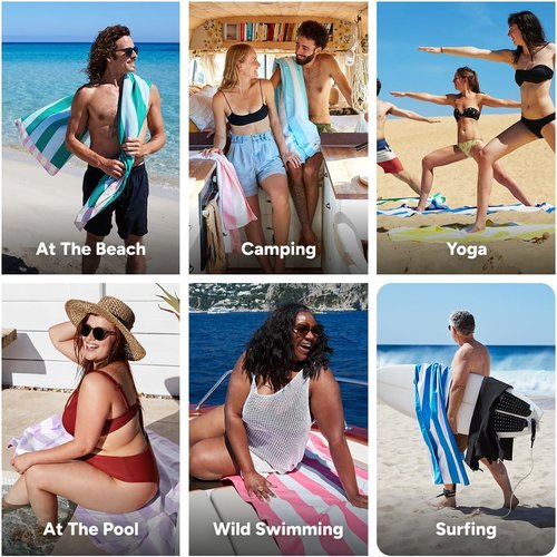 Dock & Bay Beach Towel - Quick Dry & Sand Free - Compact & Lightweight - Large Pastel Pier (160x90cm)