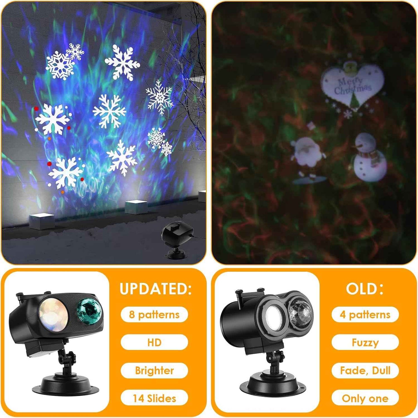 14 HD Halloween & Christmas Outdoor Projector Lights with Remote Control – Waterproof Yard & Garden Decoration