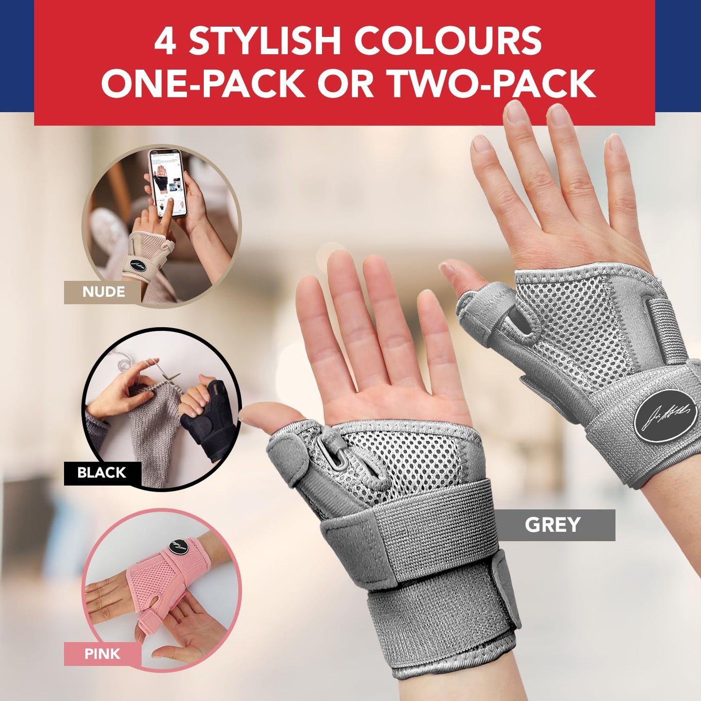 Dr. Arthritis Thumb Brace, Medical Thumb Splint Right & Left Hand, Wrist, Thumb Support, Thumb Spica Splint, Thumb Support for Arthritis (Grey - Single, Thumb Brace)
