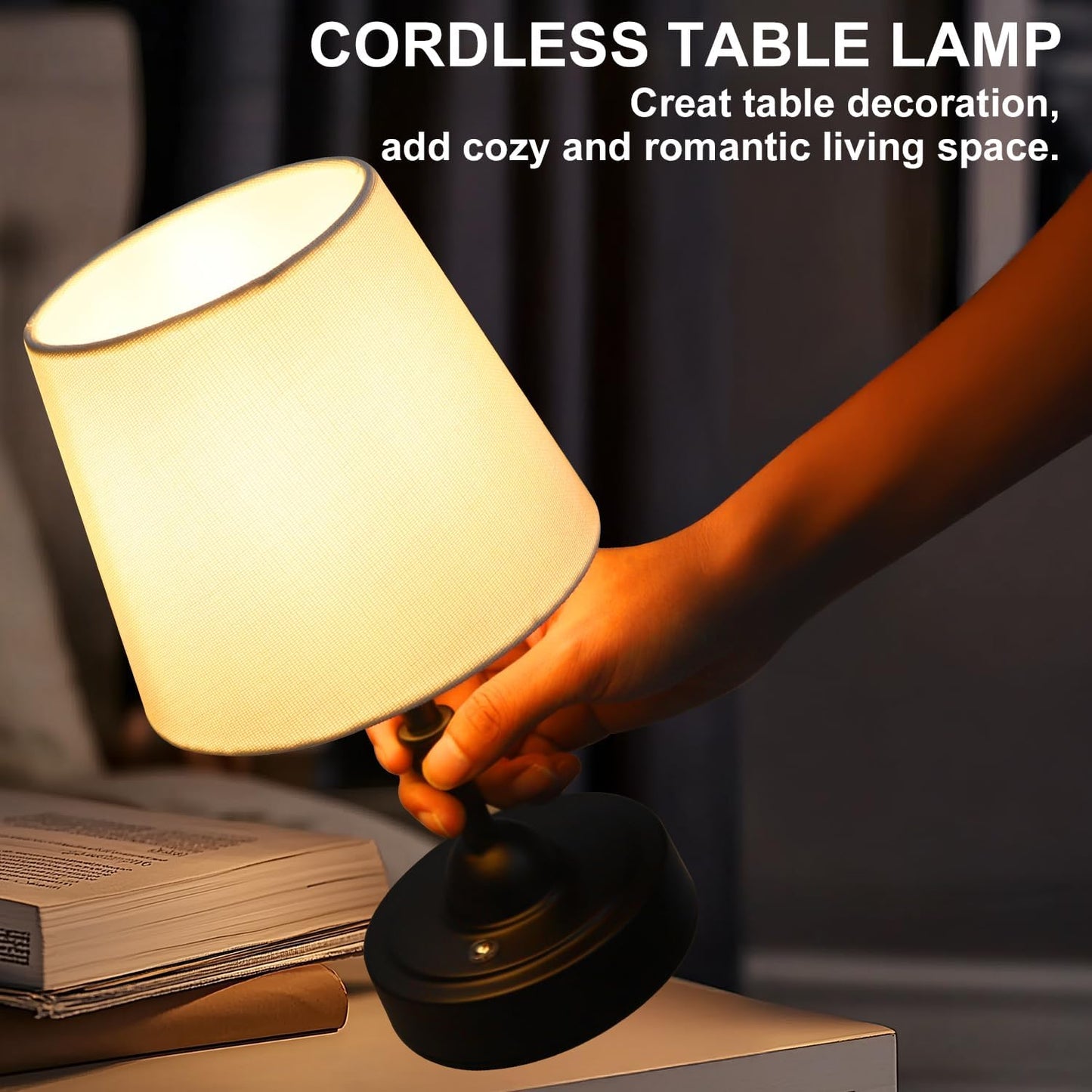 Rechargeable Cordless Touch Table Lamp - 5000mAh Battery, 3-Level Dimmable, Portable Brass Night Light for Home & Patio