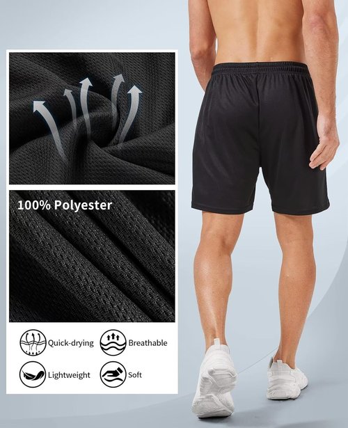 Lomsoe 5 Pack Men's Gym Shorts - Quick Dry Lightweight Athletic Running Shorts with Pockets | 5 Inch