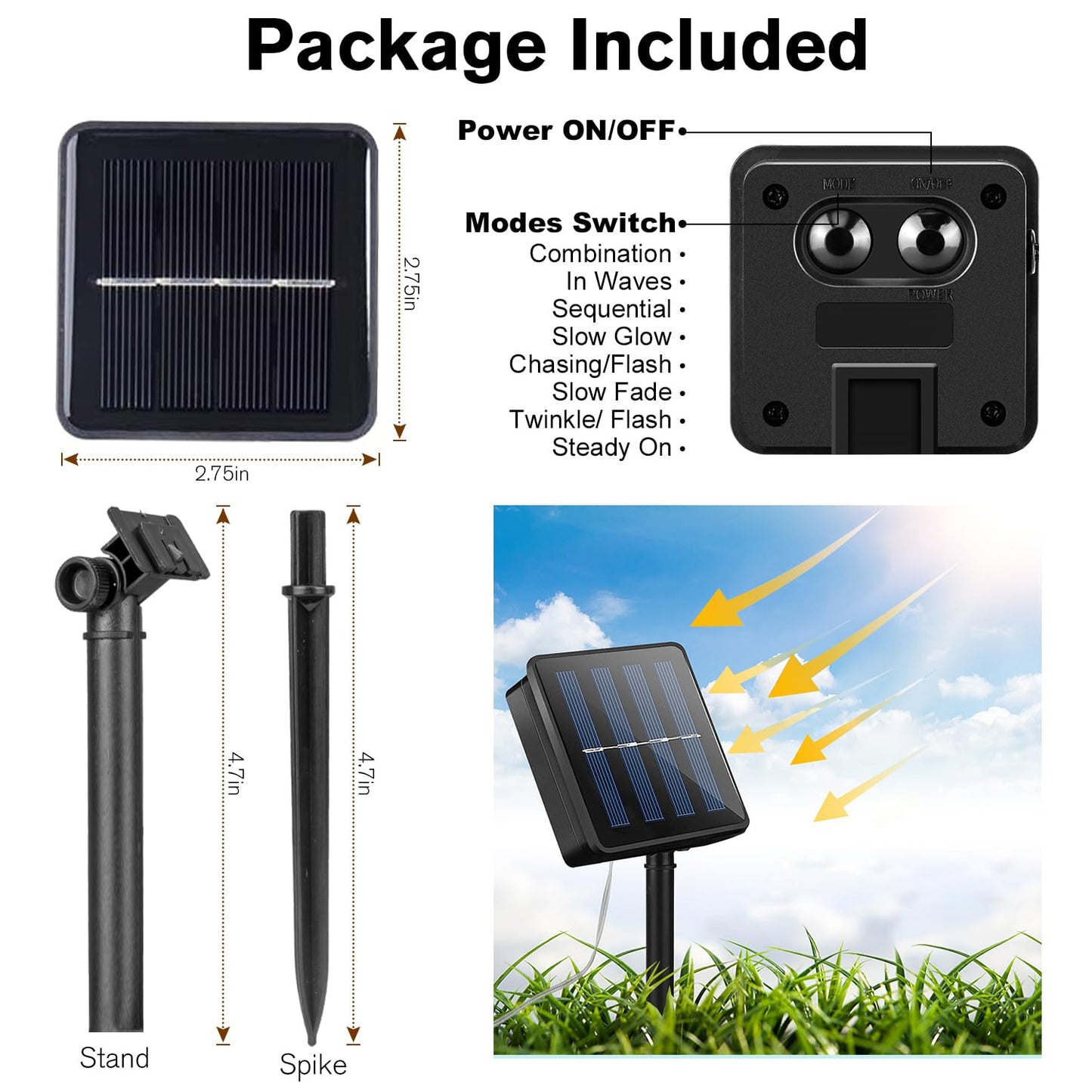 Metaku Solar String Lights for Outside, 20FT 30 LED Crystal Globe String Lights, Solar Powered Outdoor Lights with 8 Lighting Modes, Patio Hanging Lights for Garden, Camping and Party Décor Warm Whit