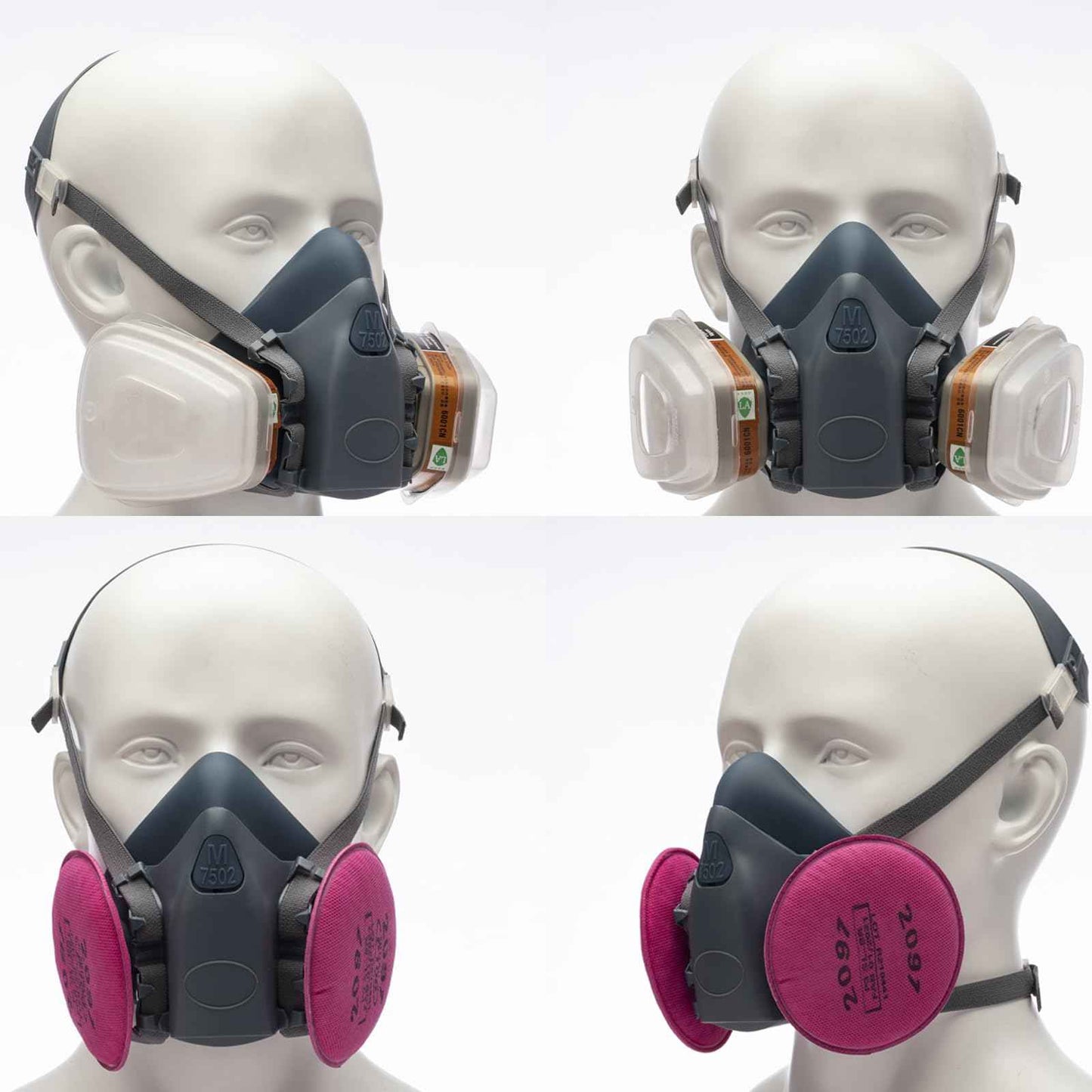 RANKSING 7502 Reusable Respirator Gas Mask with P100 Filters and Goggle to Against Dust Gases Fumes Asbestos Chemicals while Painting Spraying Sanding Welding Construct and Work PPE