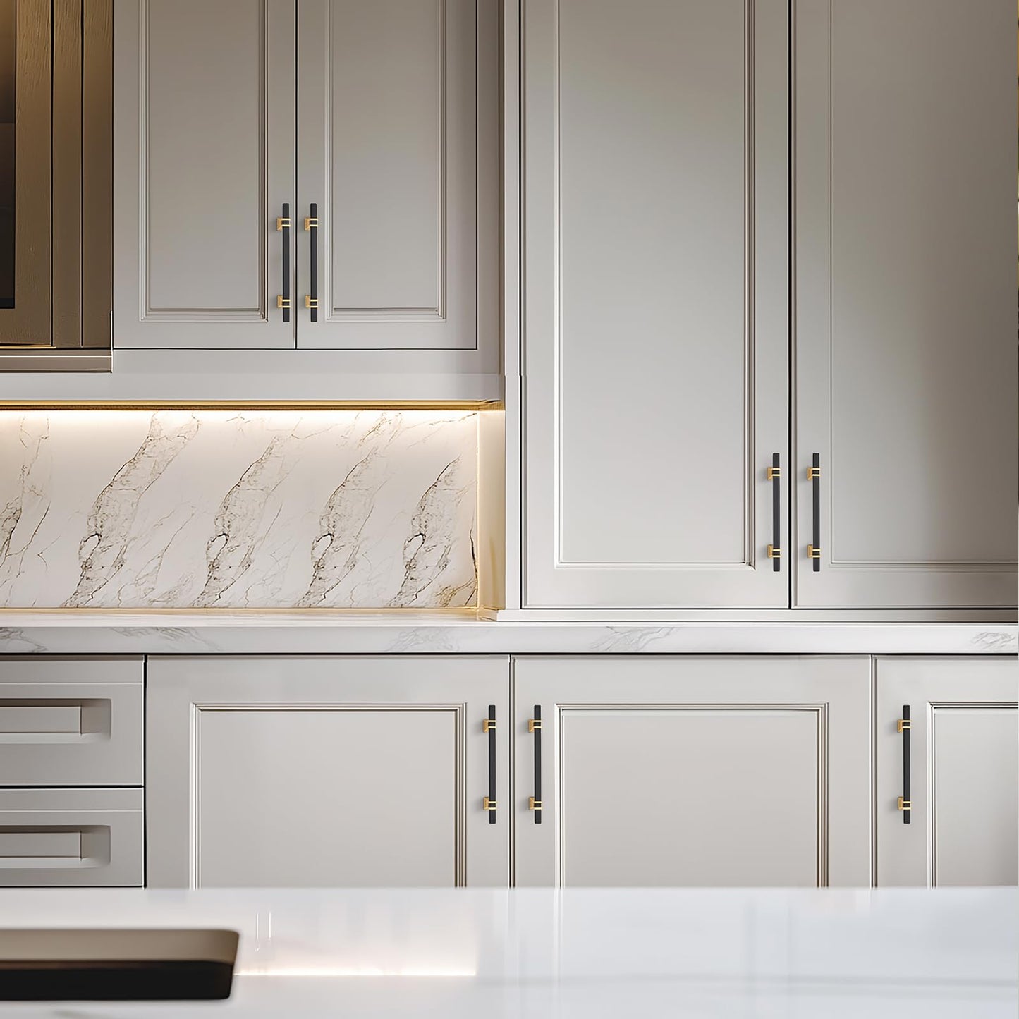 HOME EDIT 30 Pack 5 inch Black & Gold Cabinet Handles Square Zinc-Alloy Pulls for Kitchen Dresser Closet and Bathroom Cabinets Hardware