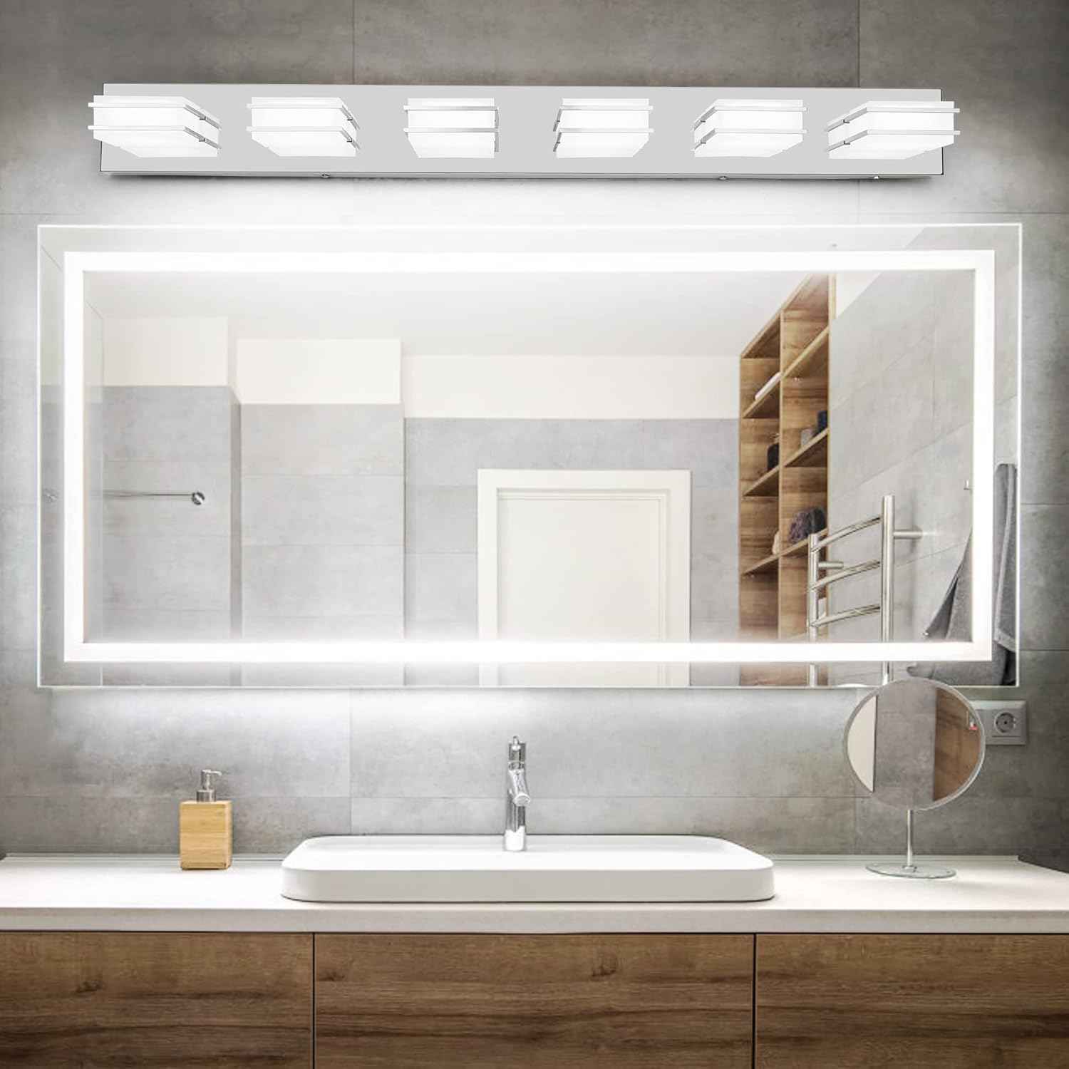LED Chrome 3-Light Dimmable Bathroom Vanity Light Fixture - Modern Acrylic & Stainless Steel Over Mirror Lighting