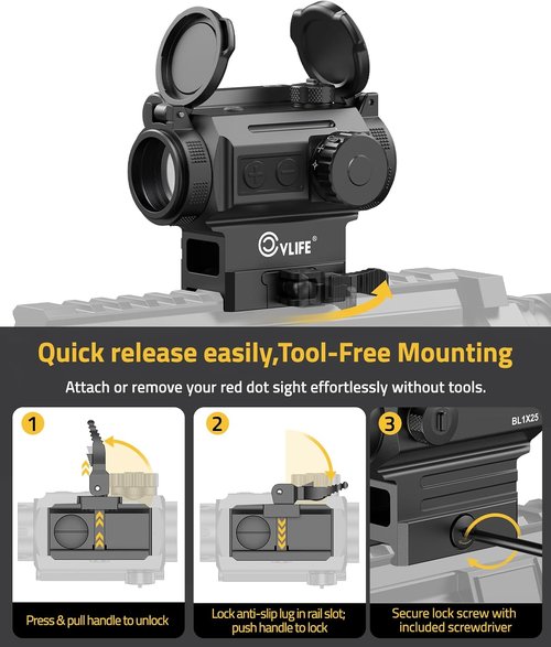 CVLIFE Red/Green Dot Sight - Auto-Brightness Multi-Reticle Scope with Quick Detach | 6 MOA Dot, 43 MOA Circle, IPX7 Waterproof