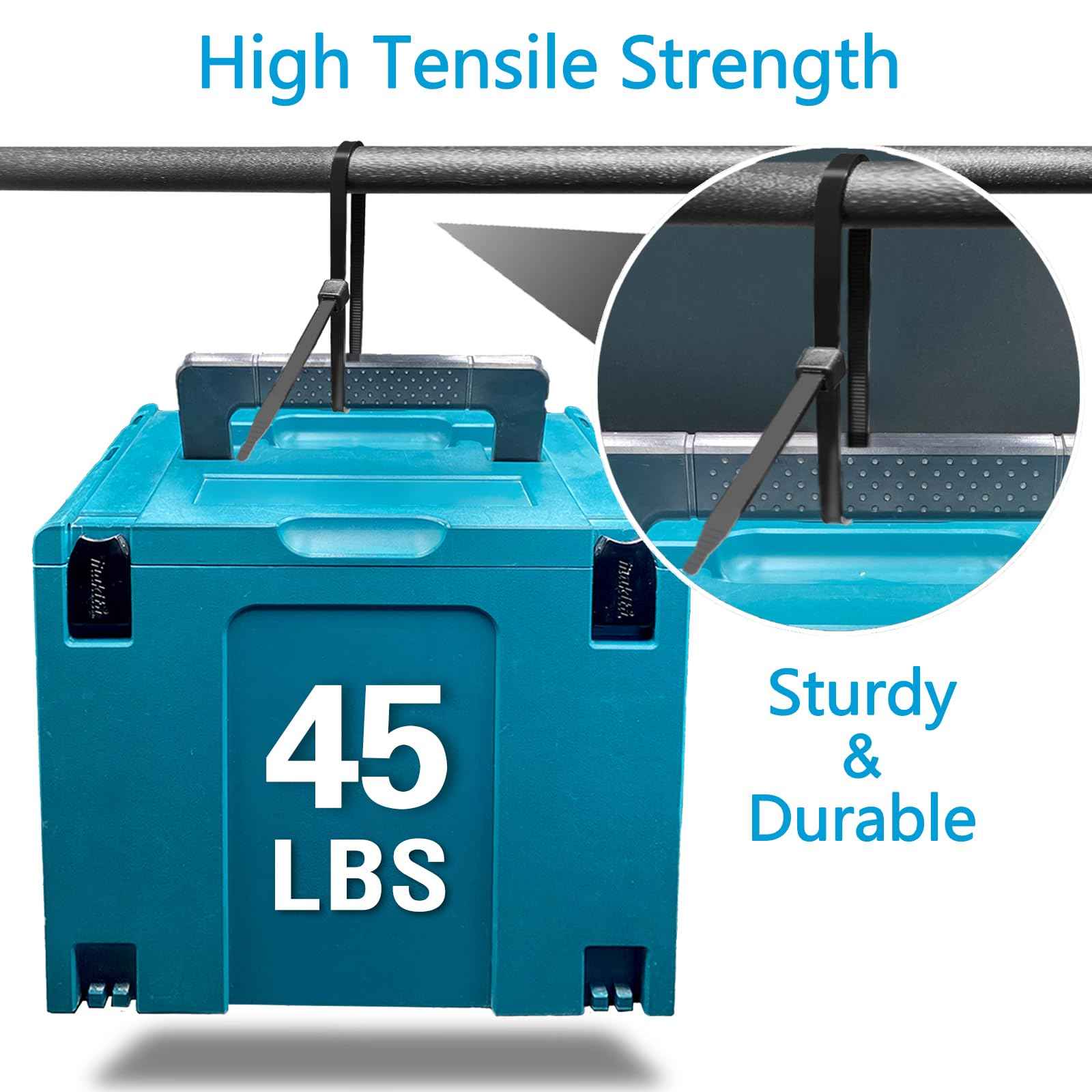 Zip Ties 10 inch (1000 Pack), Black Cable Ties, 45lb Tensile Strength, Wire Ties, Glufirm