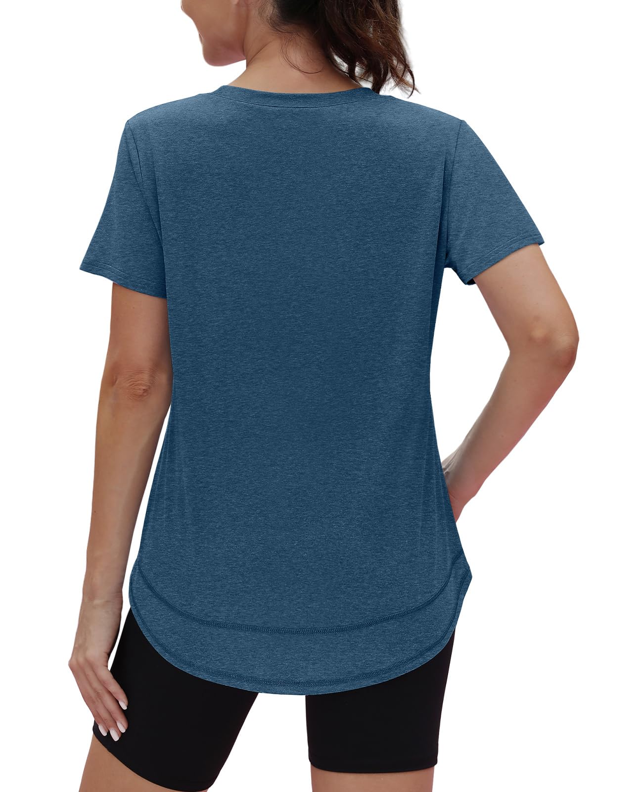 Oversized Tshirts for Women Dry Fit Plus Size Spring Clothes Summer Athletic Tops Workout Shirts Crewneck Blue 3XL