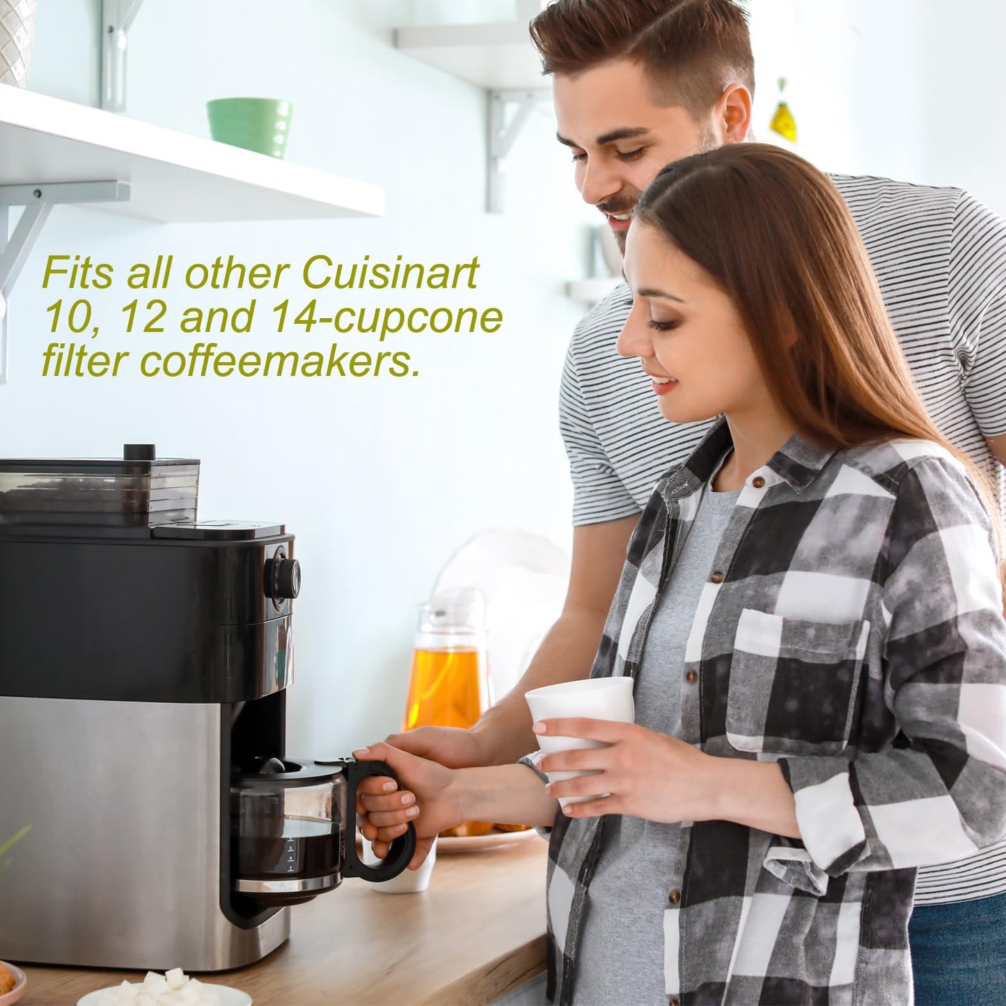 2 Pack GTF Gold Tone Coffee Filter for Cuisinart, Reusable 10-12 Cup #4 Style Cone Coffee Filters Basket Replacement for Cuisinart Coffee Makers