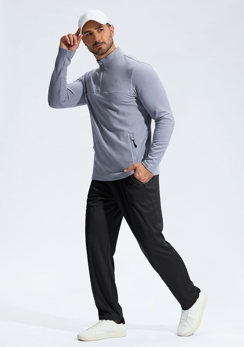 G Gradual Men's Athletic Sweatpants - Lightweight Mesh with Zipper Pockets | Open Bottom for Gym & Running