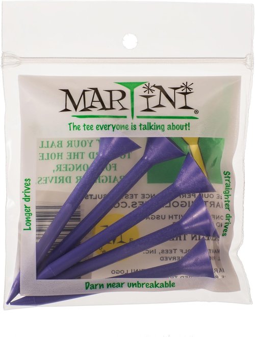 Martini Golf Tees - Durable 3-1/4" Plastic Tees in Purple | 5-Pack for Enhanced Performance