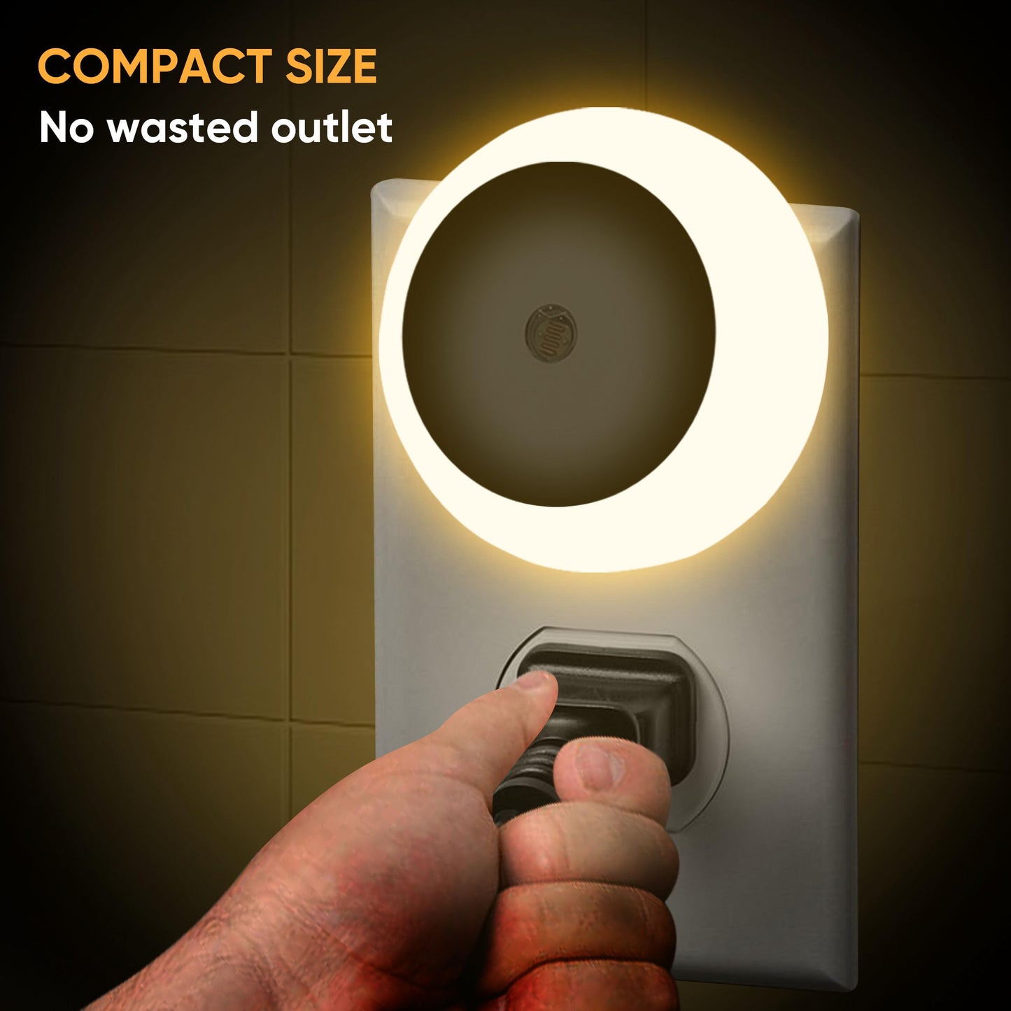 Jedqlnye LED Night Lights Plug into Wall 6 Packs,Dusk-to-Dawn Light Sensor with Automatically Turn on and Off Wall Night Light for Bedroom,Bathroom,Stairs,Corridor (Warm White, Round-6pack)