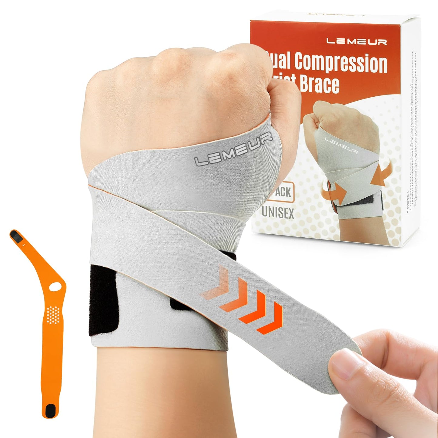 LEMEUR Carpal Tunnel Wrist Brace Ulnar Wrist Brace, Ultra-Thin Elastic Hand Brace for TFCC Tear, Adjustable Wrist Wrap Helps Relieve Tendinitis Arthritis Carpal Tunnel Pain(Left Hand)
