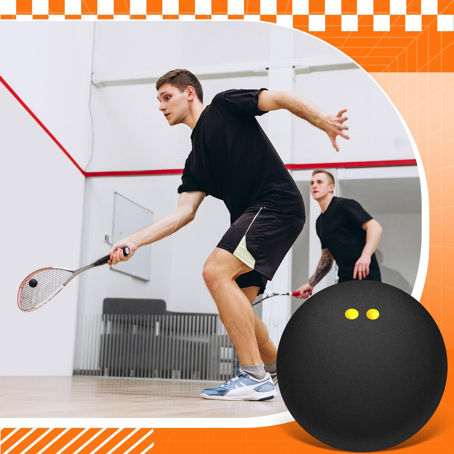 WinnerWhy 12 Pcs Squash Ball Professional Squash Ball High Reliability Practical to Use Excellent Performance Rubber for Training Practice and Competition (Black, Yellow,Double Yellow Dot)