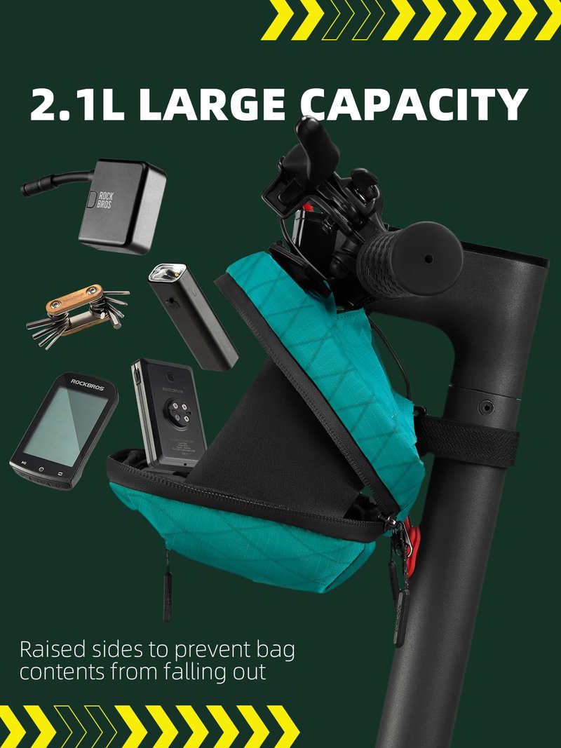 ROCKBROS Bike Handlebar Bag, 2.1L Large Capacity Bike Front Bag, Quick Release Handlebar Bags for Bicycles Scooters, Multifunctional Shoulder Waist Bag