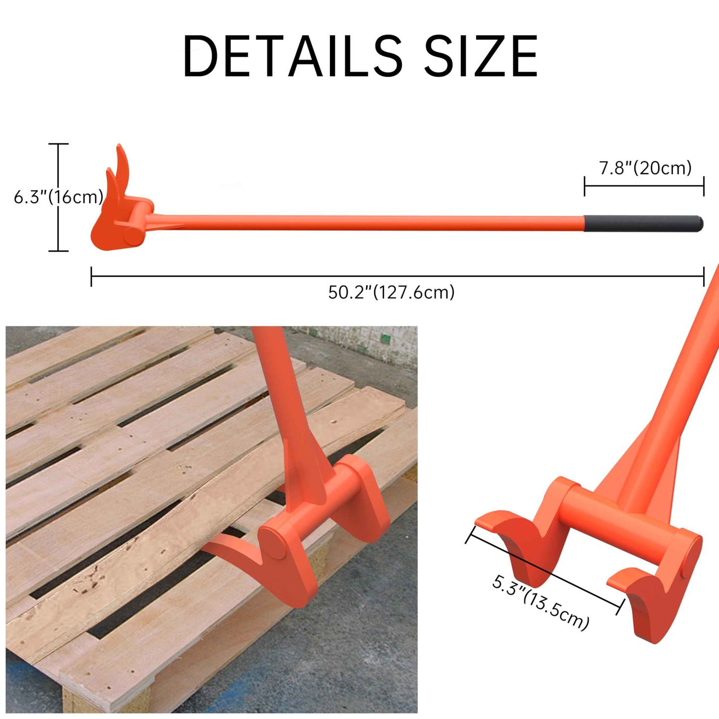 Upgrade ZOOKASEA Pallet Buster 50" with Handle, Heavy Duty Deck Board Removal Tool, Non-Slip Grip Wrecking Pry Bar, Multi-Purpose Breaker for Efficient Removal, Renovation and Construction