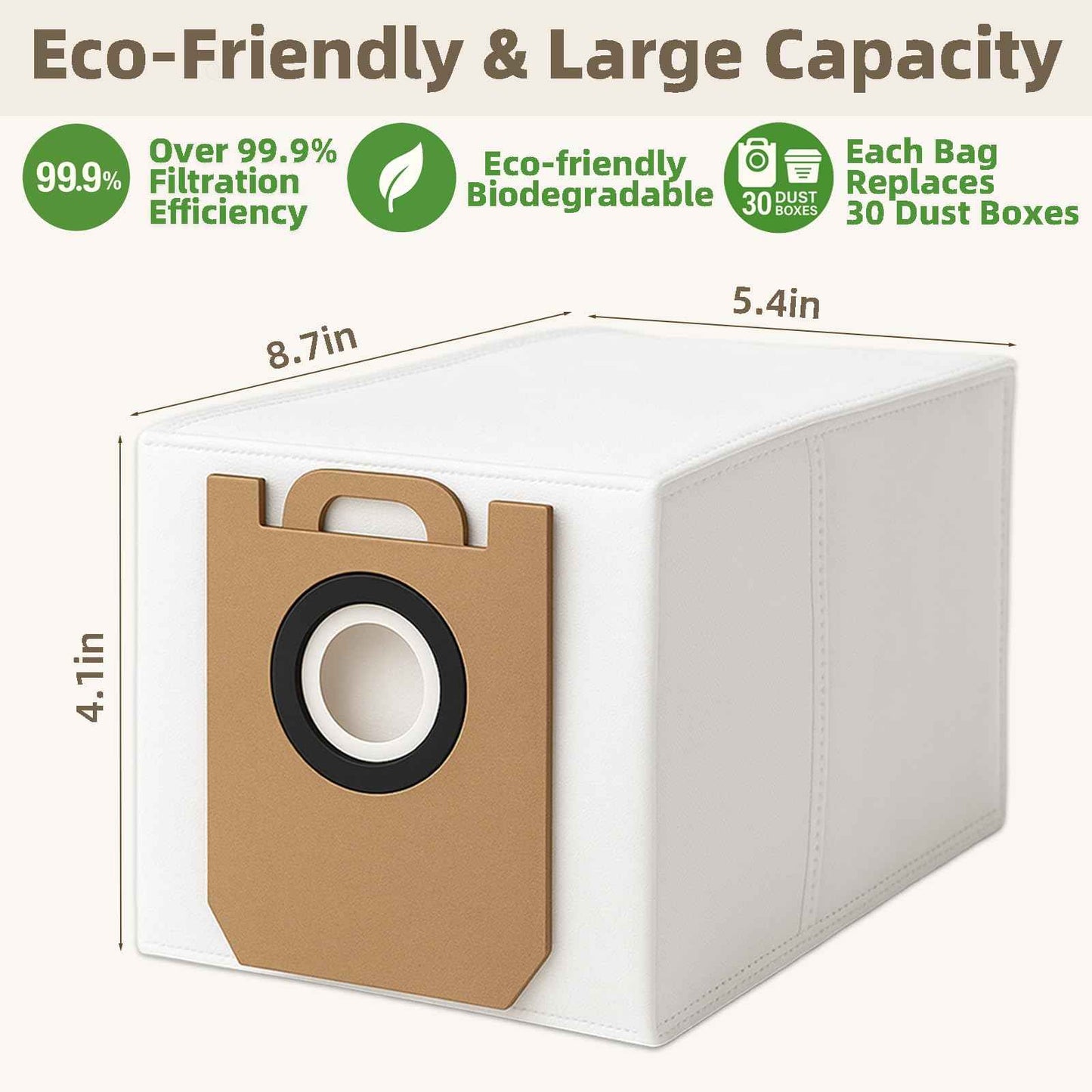 HUIZHEN 10 Pack Dust Bgas for iHome AutoVac Nova S1 Pro Robot Vacuum iHRVS1PRO-3BLK, Replacement 10 Vacuum Bags