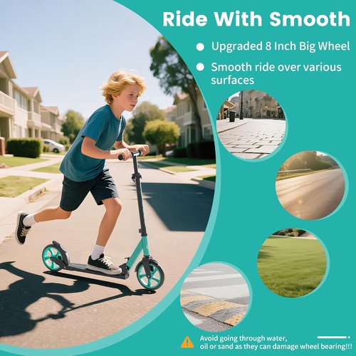 Kick Scooter - CPSC Certified Foldable Lightweight Sport Scooter for Kids & Teens | 8-Inch Wheels, Max Load 240 LBS