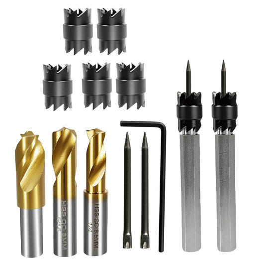 KAKILFOB 13-Pack Spot Weld Cutter Sets Double Sided, 3/8" 5/16" HSS Spot Weld Cutter Remover Drill Bits Hex Sheet Metal Hole Cutter Remover for Power Drill Spot Welding