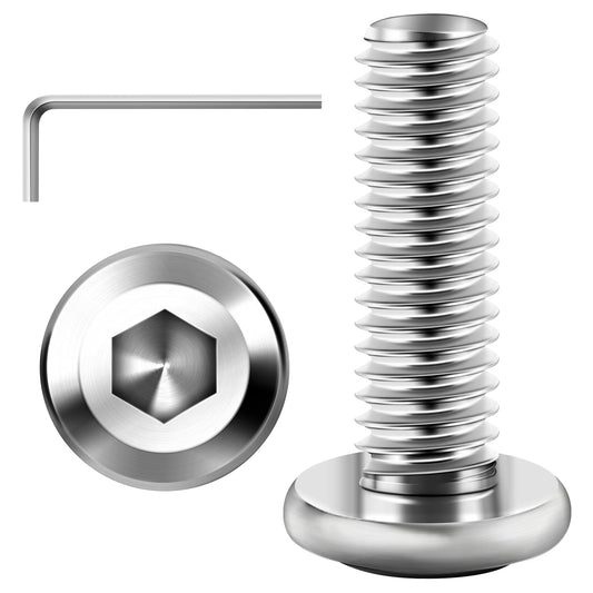 30Pcs M6 Bolts, M6 x 20mm Flat Head M6x1.0 Bolt Hex Socket Cap Screws Bolts, M6 Screws 304 Stainless Steel Furniture Screws Full Thread, Bright Finish & Hex Spanner by Mywish
