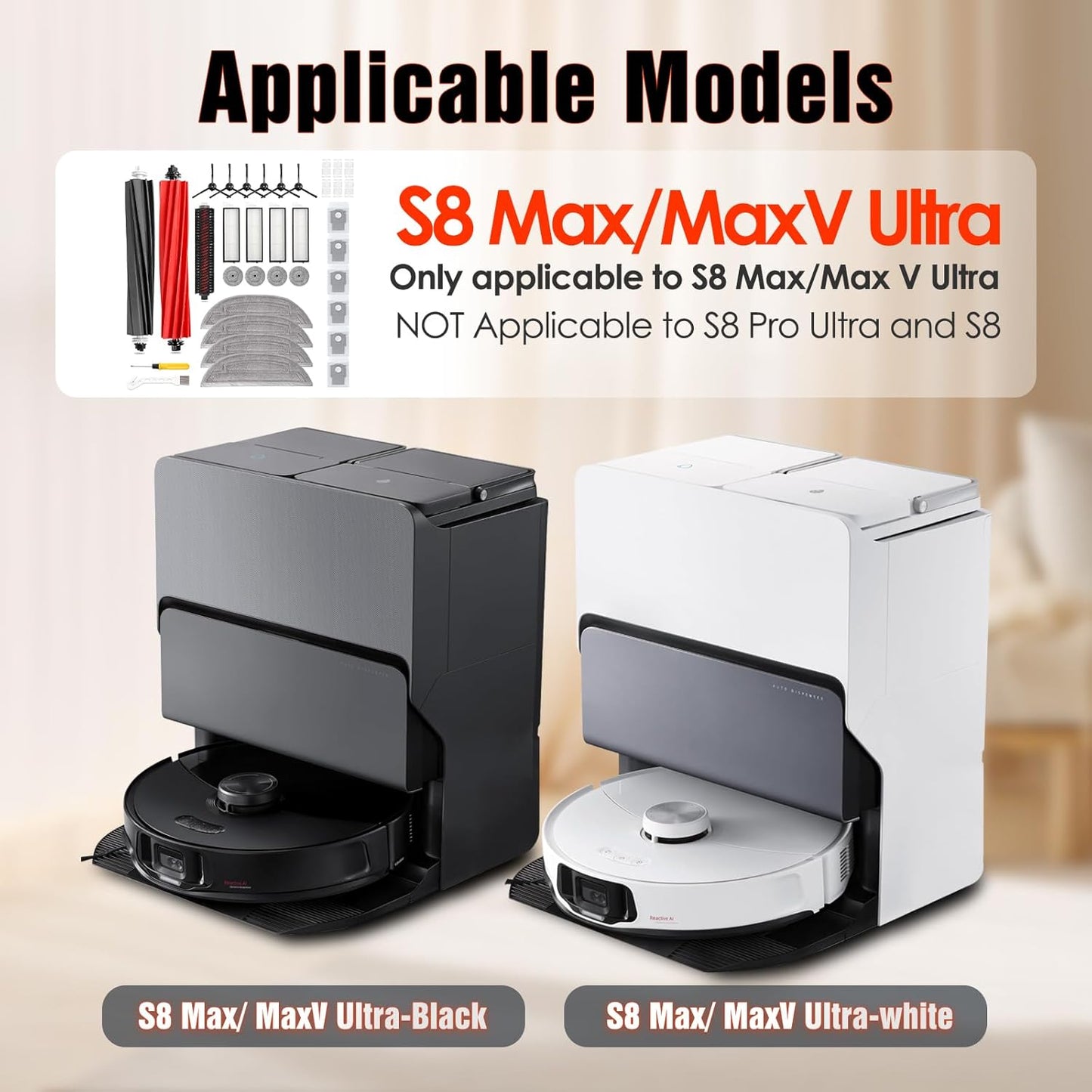 Roborock S8 MaxV Ultra Accessories Kit - 33 PCS with HEPA Filters, Mop Cloths & Brushes