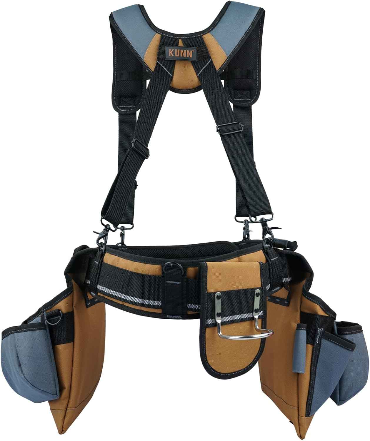 Pro Carpenter Tool Belt with Suspenders - Heavy-Duty Suspension Rig for Contractors & Electricians, Khaki
