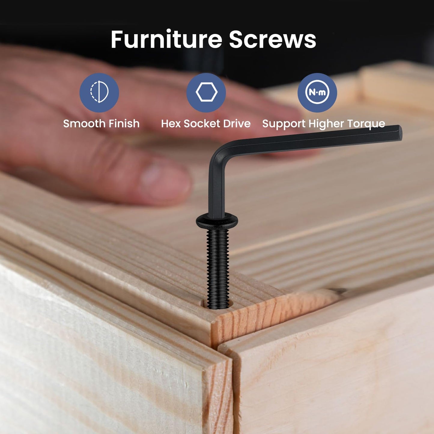 20Pcs 1/4-20 Bolt, 1/4-20 x 3 Flat Head Hex Socket Cap Screws, 304 Stainless Steel 18-8 Furniture Bolts, Black Zinc Finish, Full Thread (with Hex Spanner)