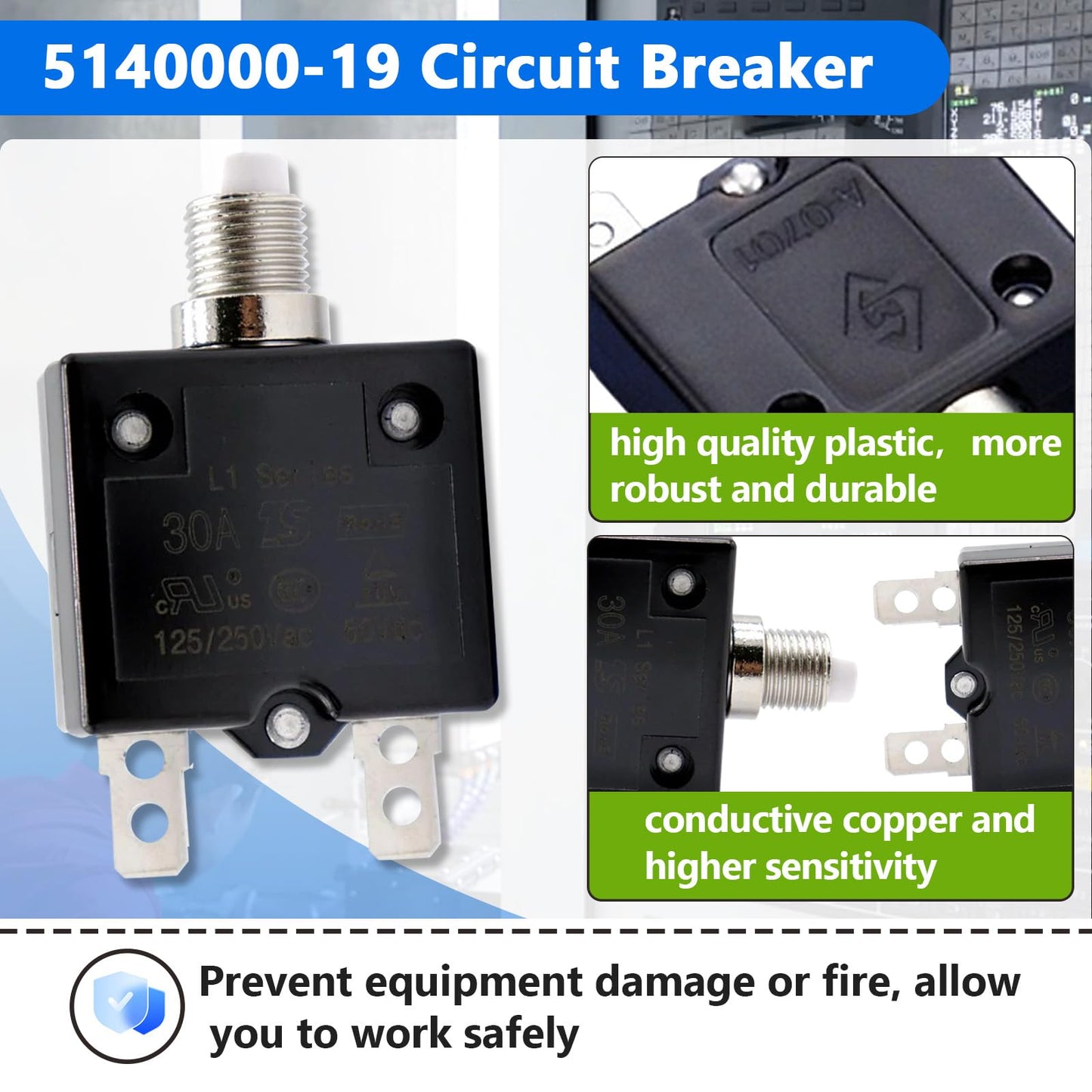 5140000-19 Circuit Breaker Compatible with Dewalt DW733 DW734 DW735 DW735, Planer Circuit Breaker Replacement Parts for Dewalt