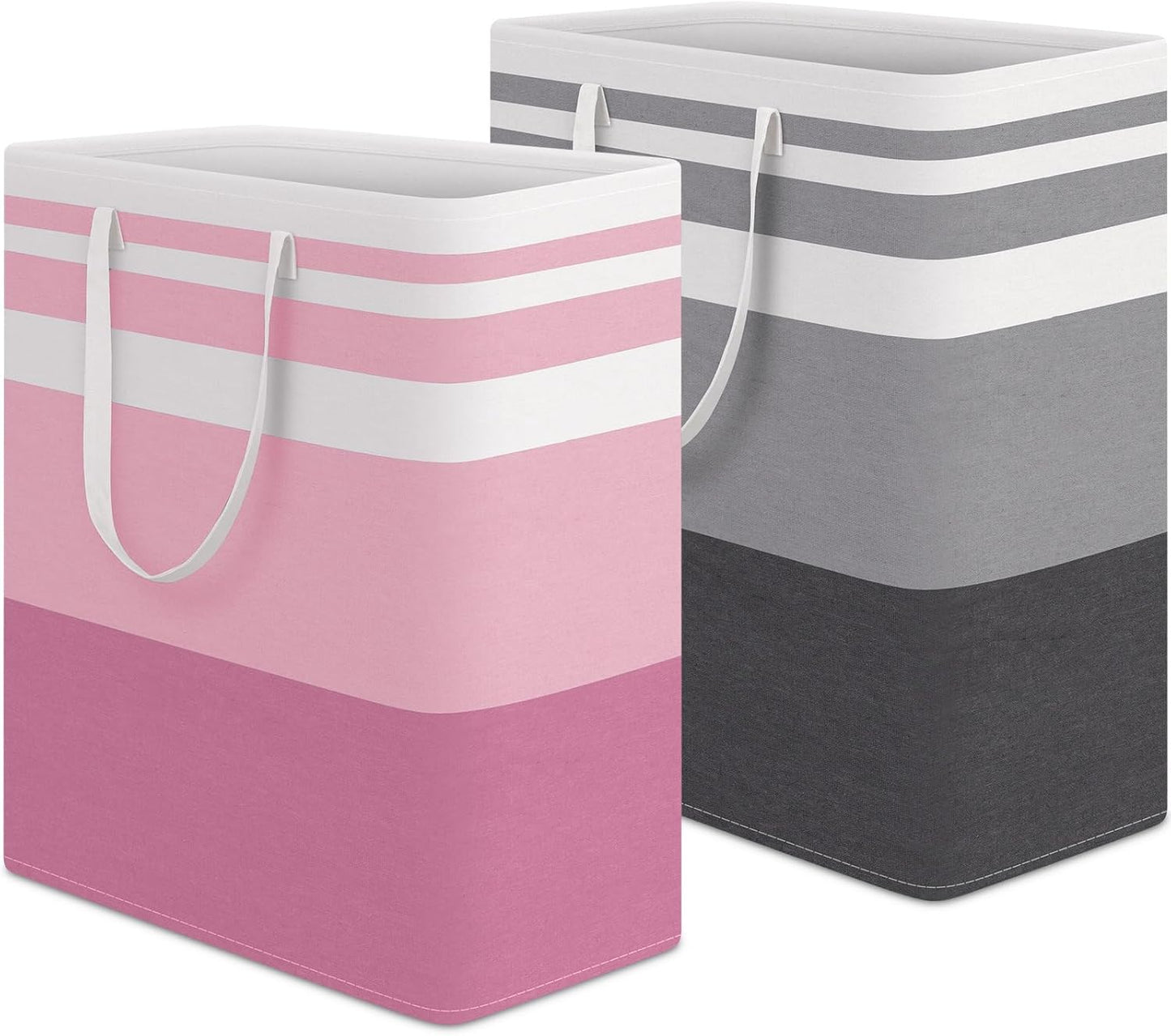 Waterproof 100L Laundry Basket Set - Collapsible Freestanding Hamper with Extended Handles - 2-Pack Gradient Grey for Clothes & Toys