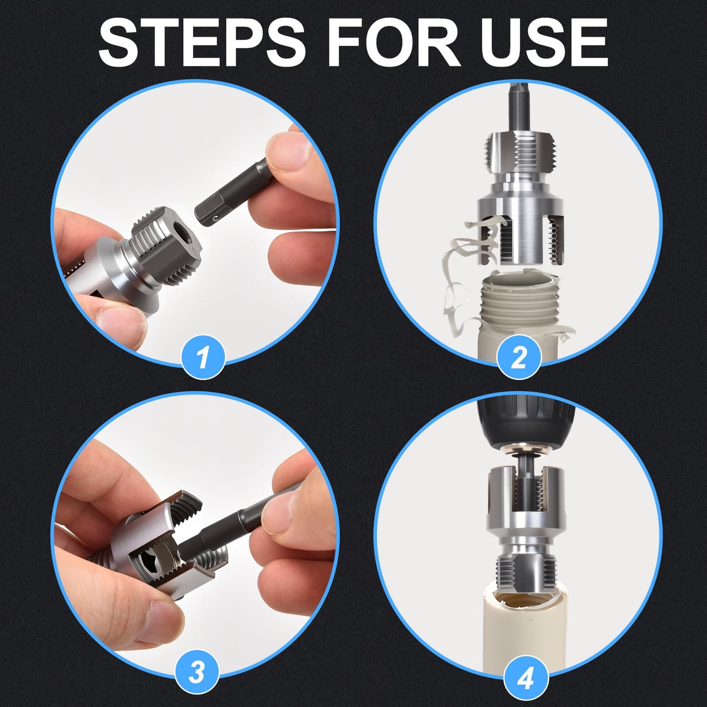 Muaoush 2PCS PVC Pipe Threader Kit - Dual-Function Internal & External Pipe Threading Tool for 1/2" & 3/4" PVC/Plastic Pipes