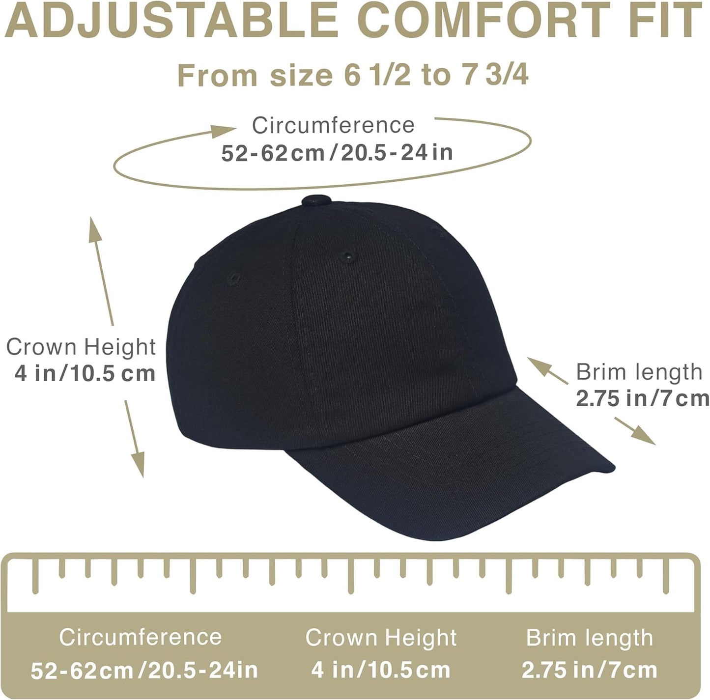 Classic Dad Hat - Cotton Low-Profile Baseball Cap | Adjustable, Breathable & Packable
