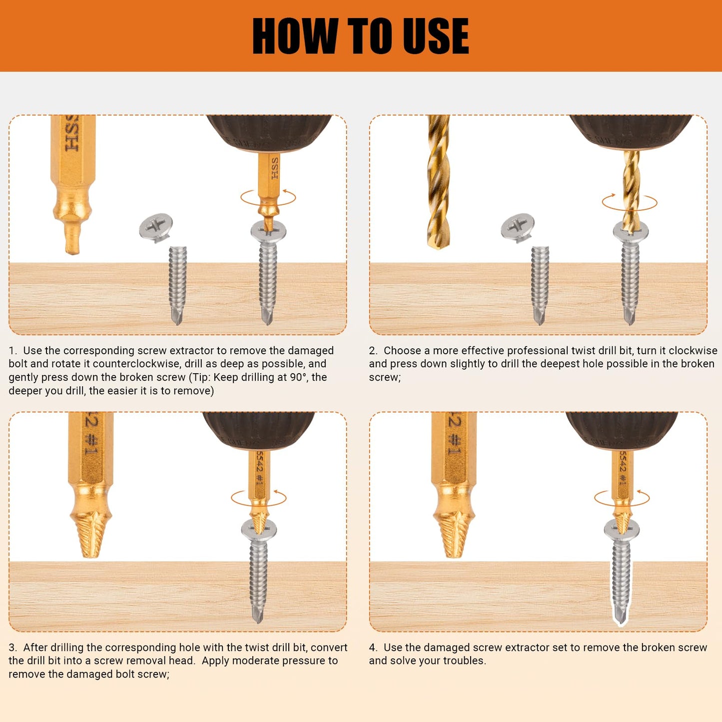 BSUXMAFG 10 PCS Damaged Screw Extractor Set, Screw Extractor Remover Kit for Stripped Screws & Drill Bit Tools, Cool Stuff Gadgets for Men Dad Boyfriend Father Husband, Mens Gifts