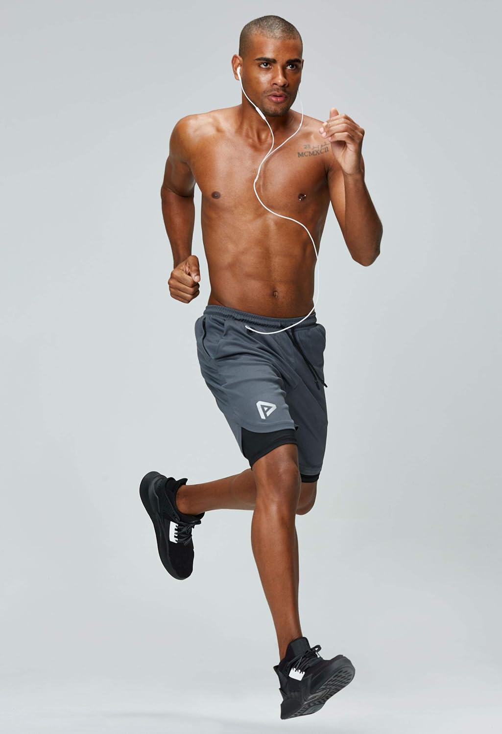 Pinkbomb Men's 2-in-1 Running Shorts - Quick Dry Gym Workout Shorts with Phone Pocket