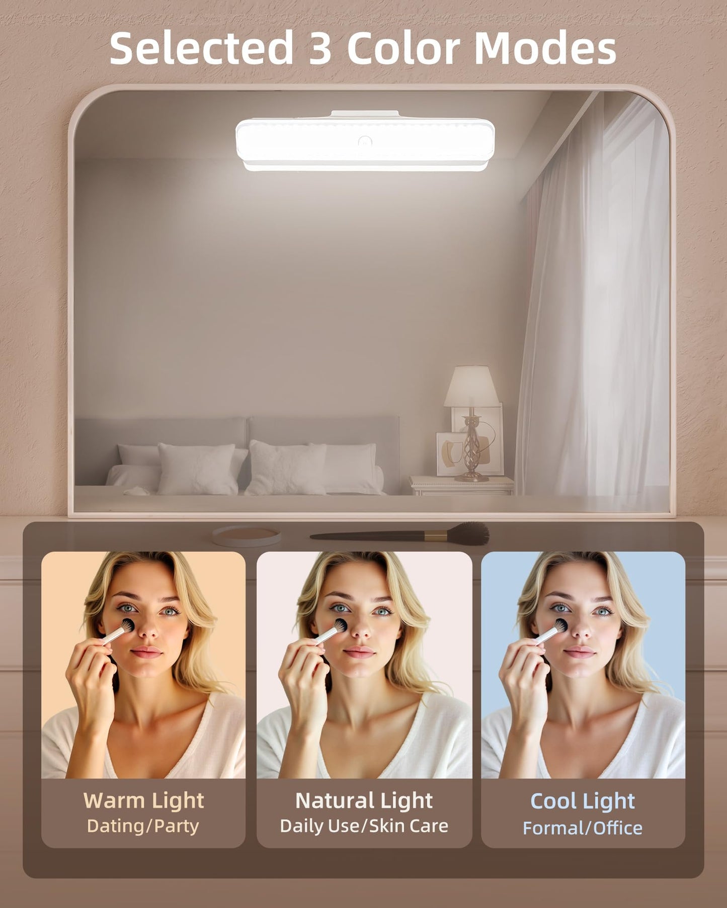 EZVALO Wireless Makeup Light 1 Pack, Vanity Lights for Mirror, Bathroom Vanity Light, Rechargeable, 3 Color Temperatures, Stepless Dimming, Touch Control, Adjustable Angle, Women's Gifts